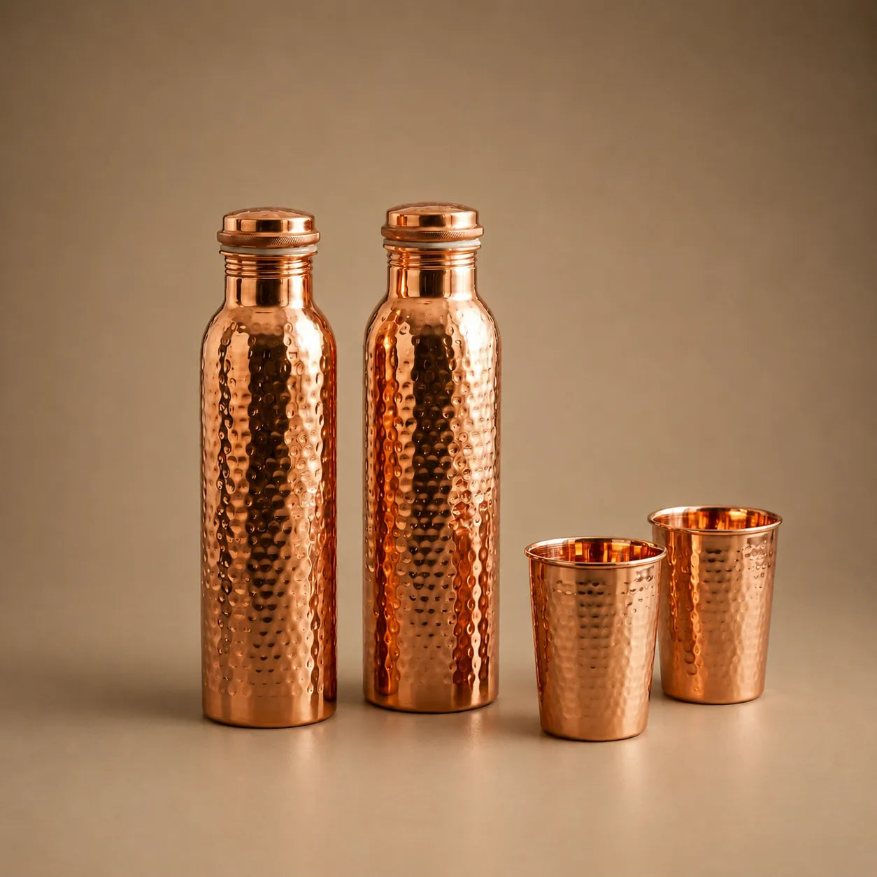 Copper Gift Set | 2 Bottles & 2 Glasses | Pure Copper