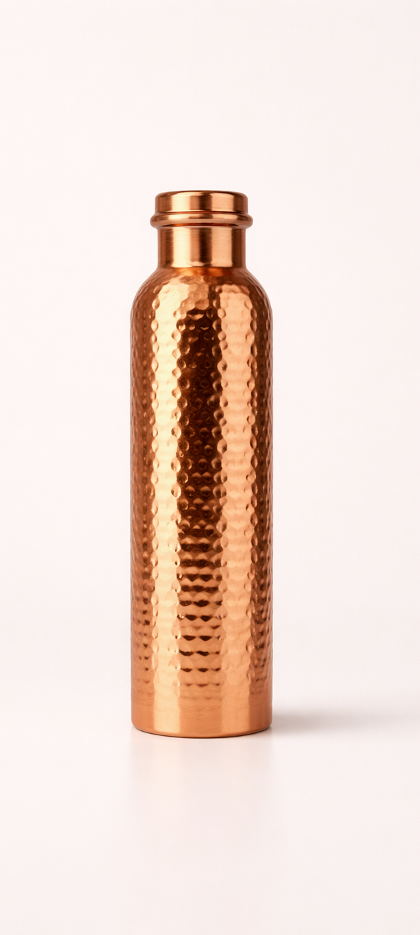 Magic Copper Water Bottle | Colour-Changing Rose Design When Cold | Pure Copper Bottle