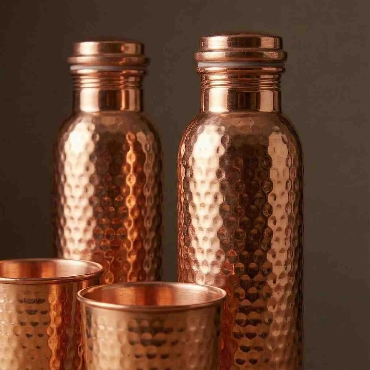 Copper Gift Set | 2 Bottles & 2 Glasses | Pure Copper