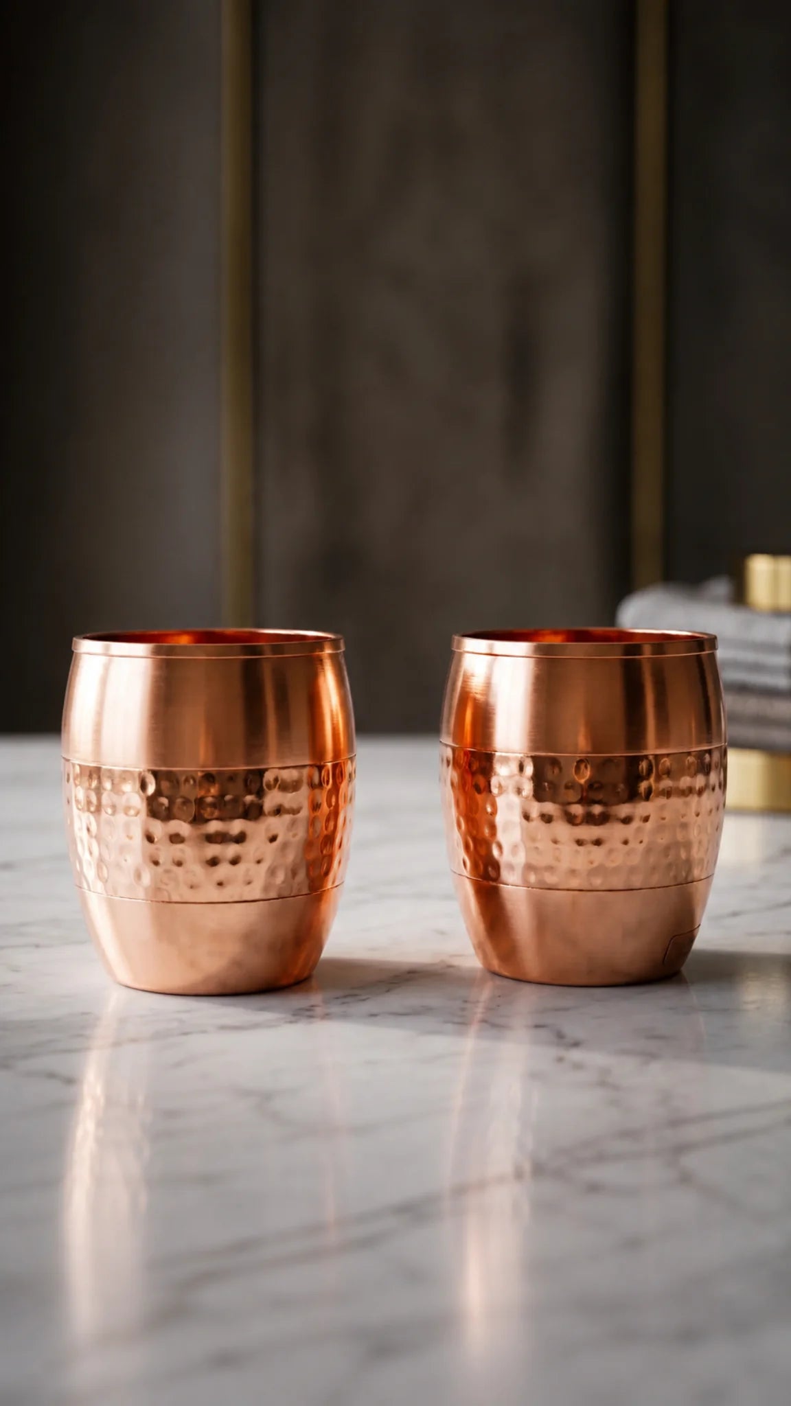 Cupreva Handcrafted Ripple Copper Tumbler | Set of 2
