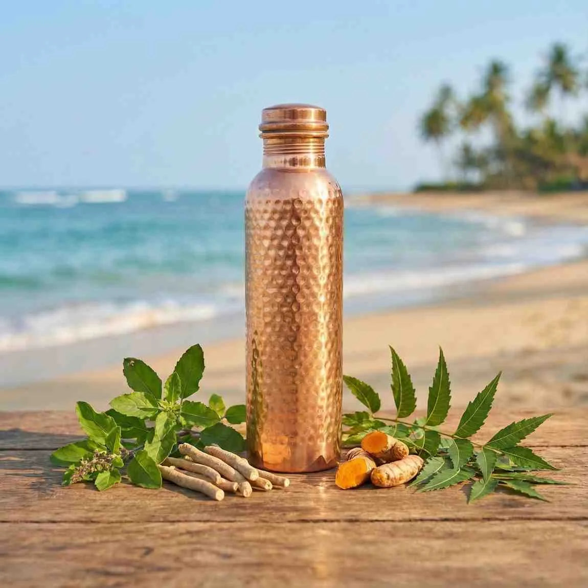 Hammered Pure Copper Water Bottle 950ml