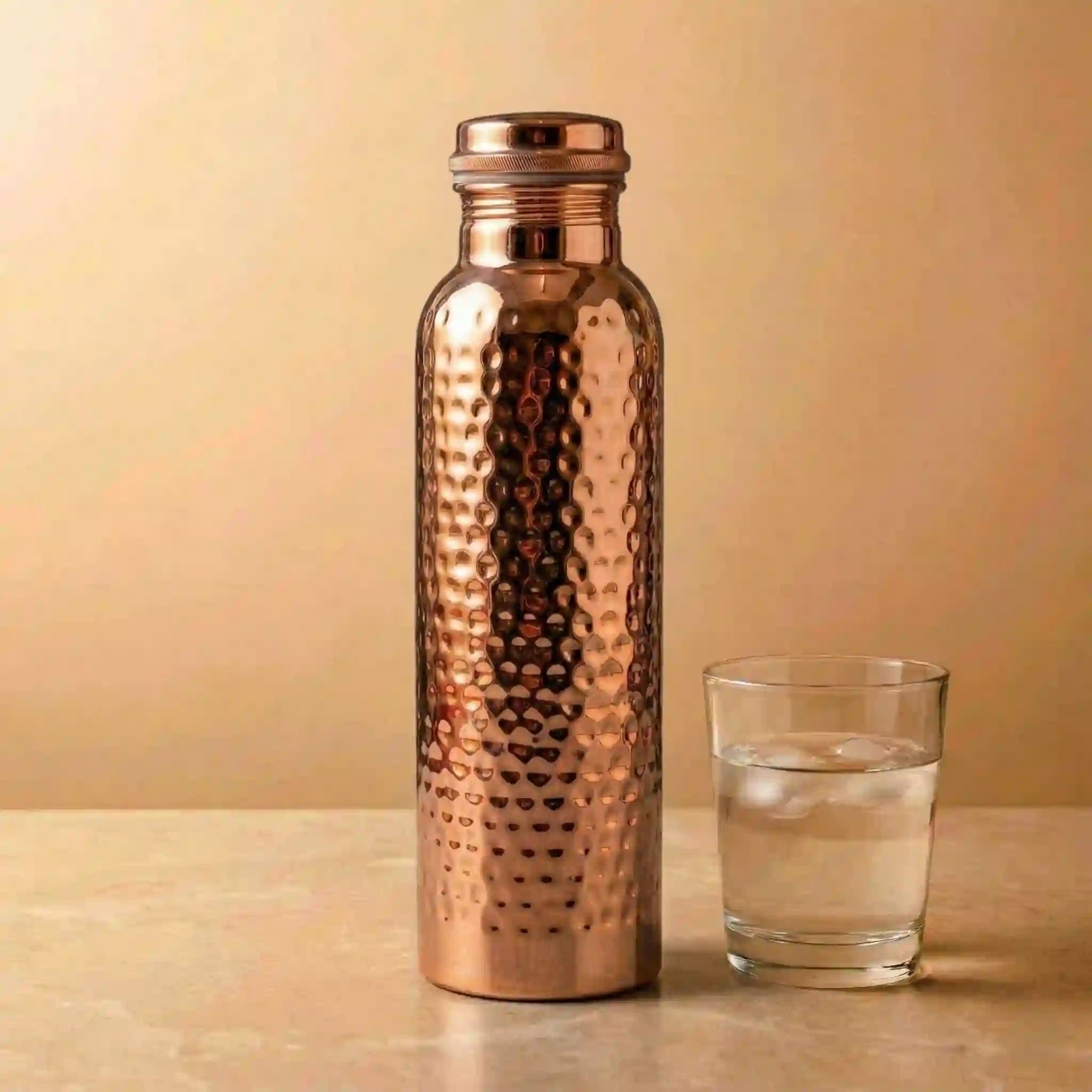 Hammered Pure Copper Water Bottle 950ml