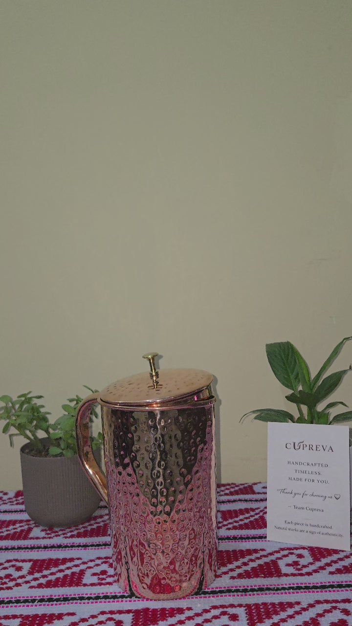 Hammered Copper Jug 2L | Pure Copper Water Jug