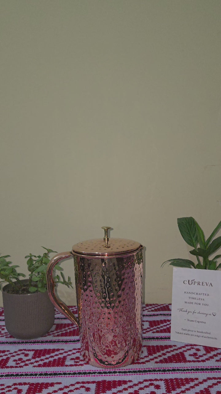 Hammered Copper Jug 2L | Pure Copper Water Jug