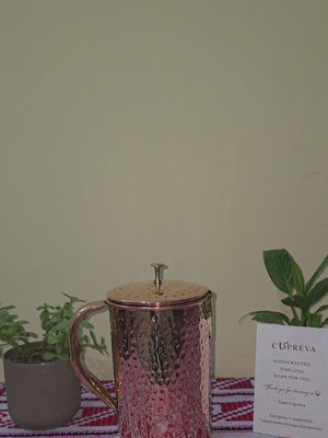 Hammered Copper Jug 2L | Pure Copper Water Jug