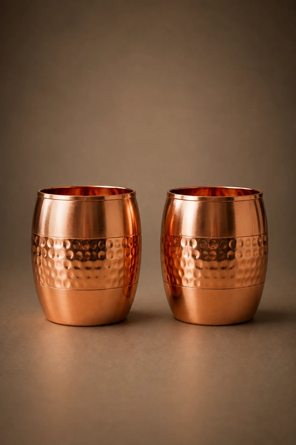 Cupreva Handcrafted Ripple Copper Tumbler | Set of 2