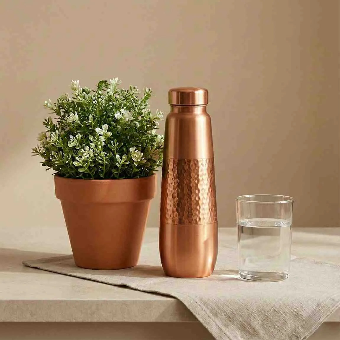 Ripple Copper Bottle 900ml | Pure Copper Water Bottle