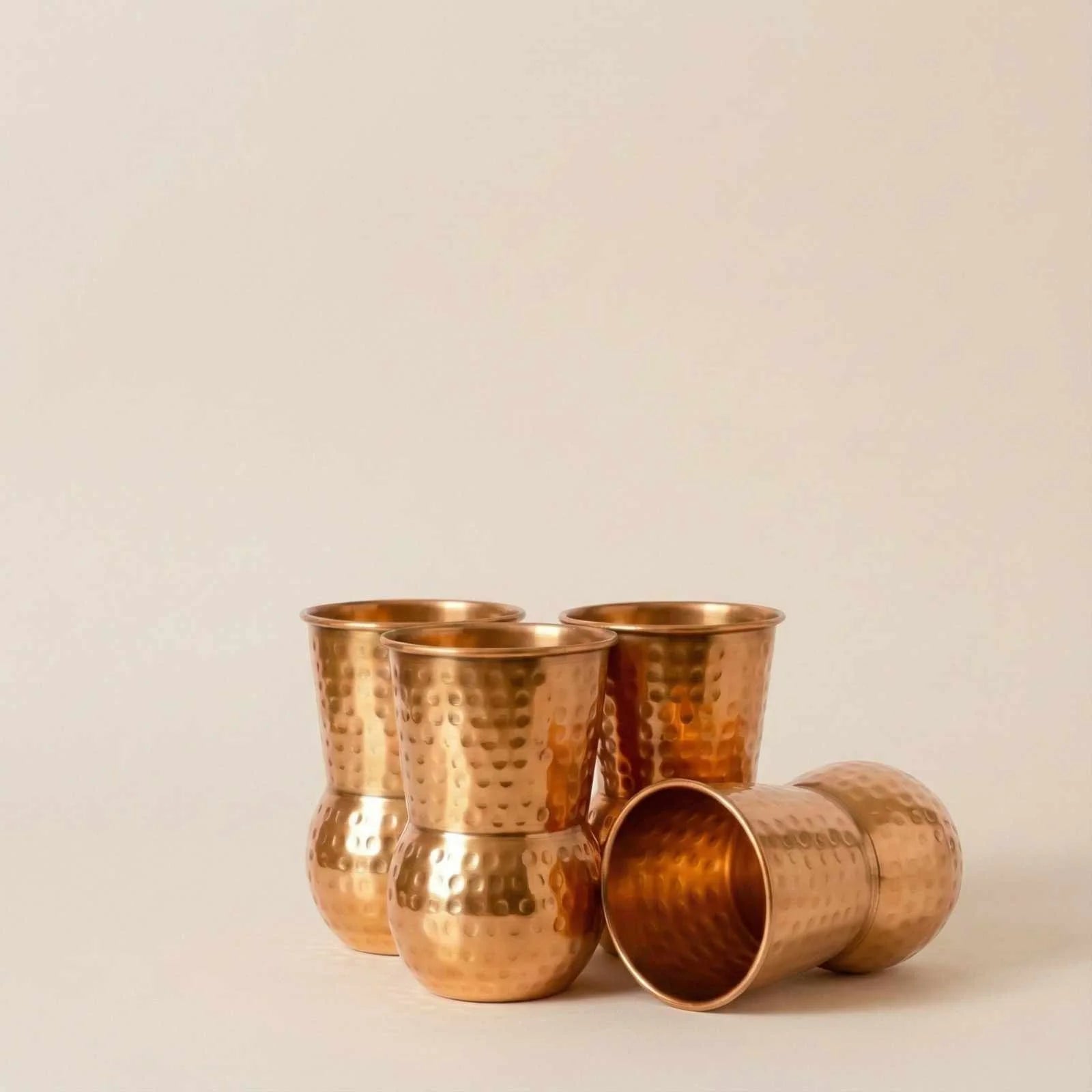 Round Bottom Copper Glass Set of 4 | Pure Copper