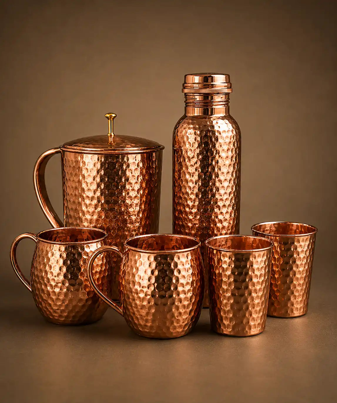 Cupreva Sovereign Hammered Copper Serving Set – 6 Piece